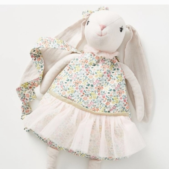 Anthropologie Rhiannon Rabbit Ballerina Backpack Linen Tulle Floral Mon Ami - Picture 5 of 6
